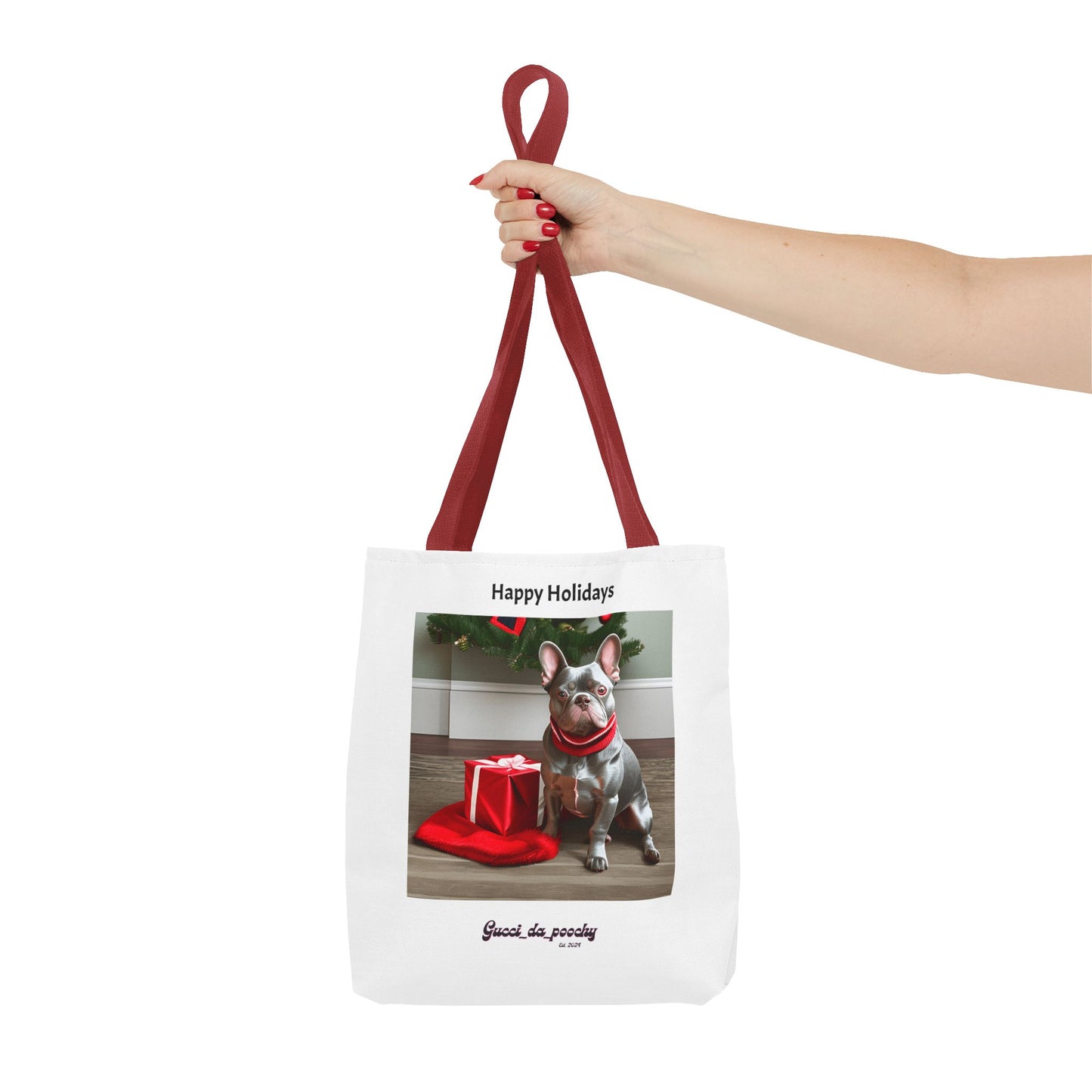 Lilac Blue Frenchie Holiday Tote Bag