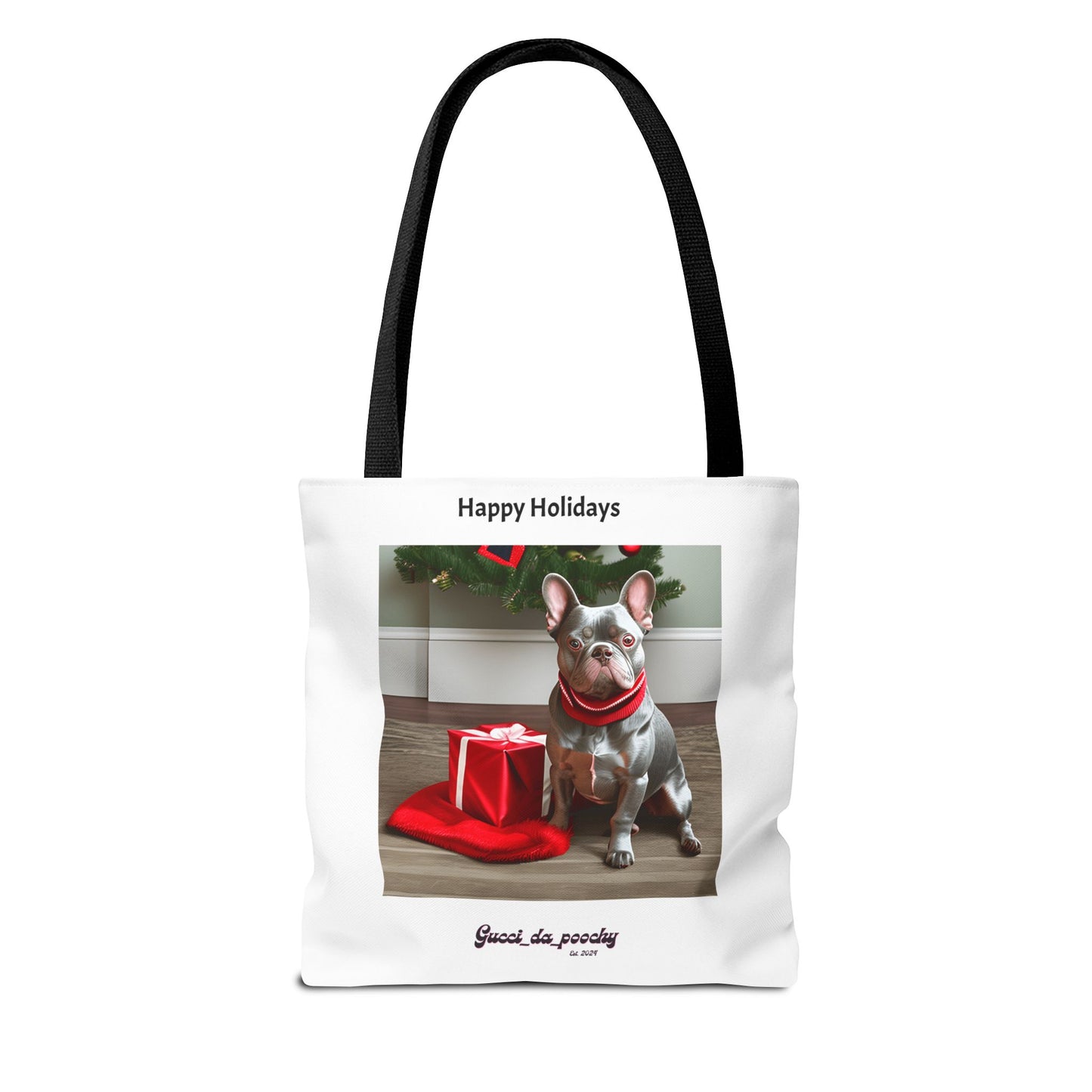 Lilac Blue Frenchie Holiday Tote Bag