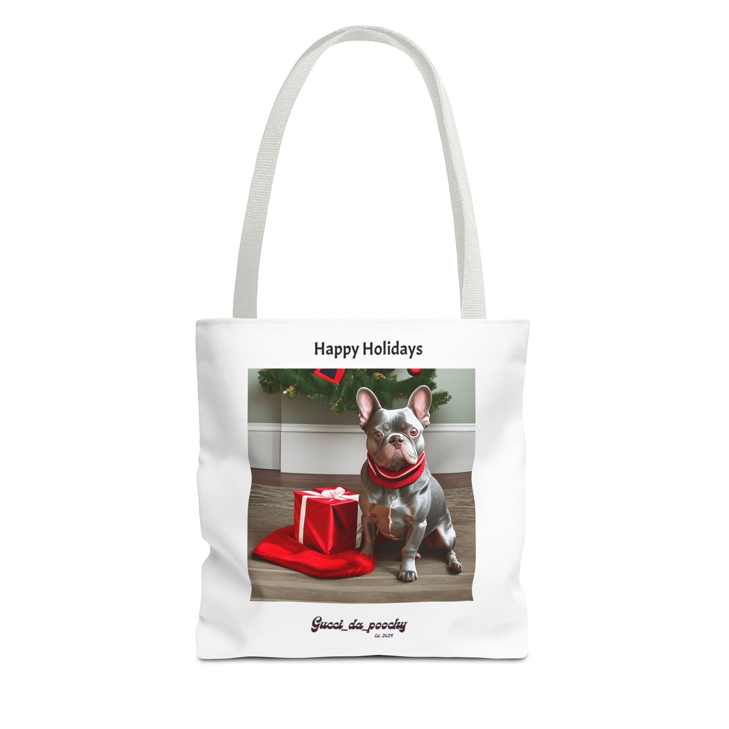 Lilac Blue Frenchie Holiday Tote Bag