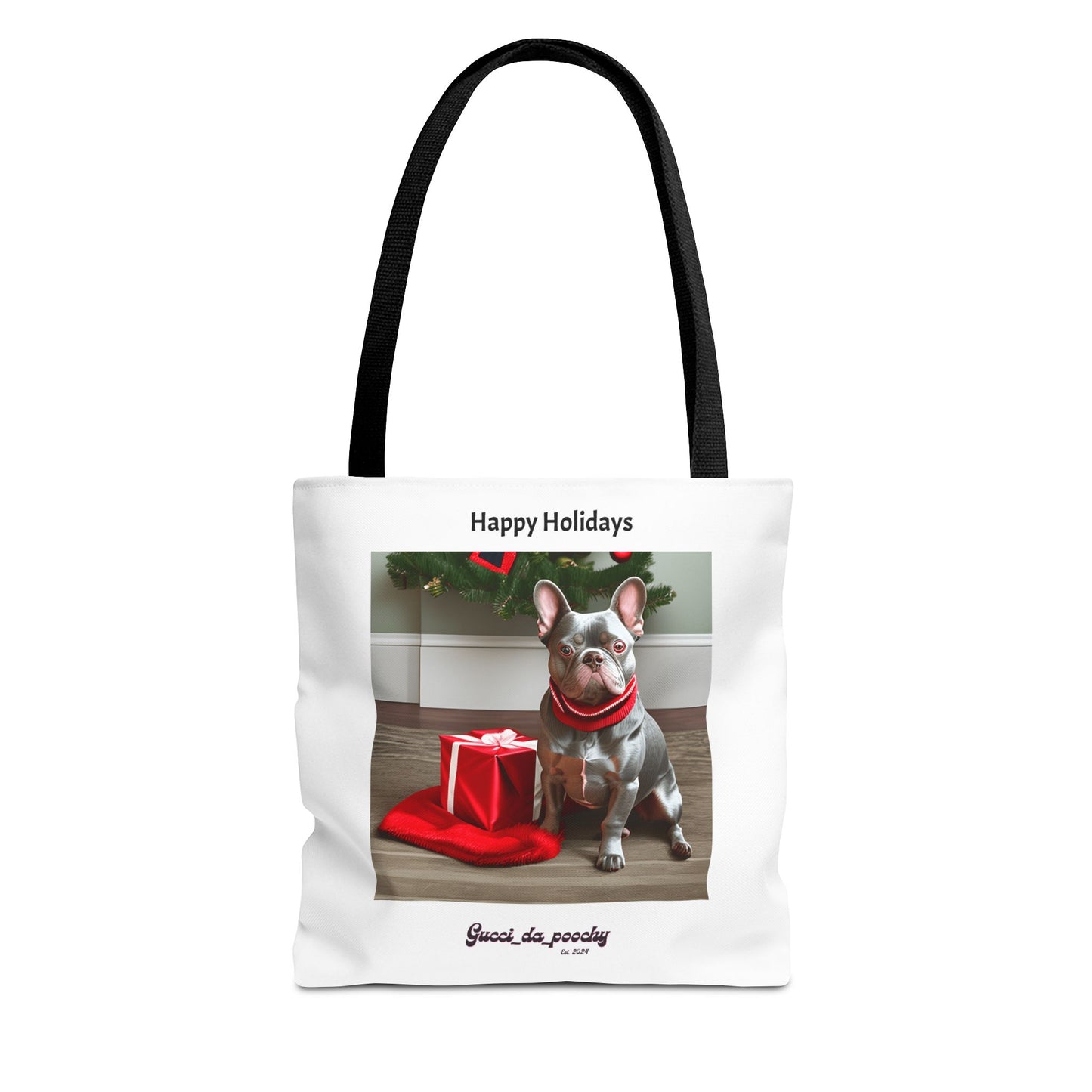 Lilac Blue Frenchie Holiday Tote Bag