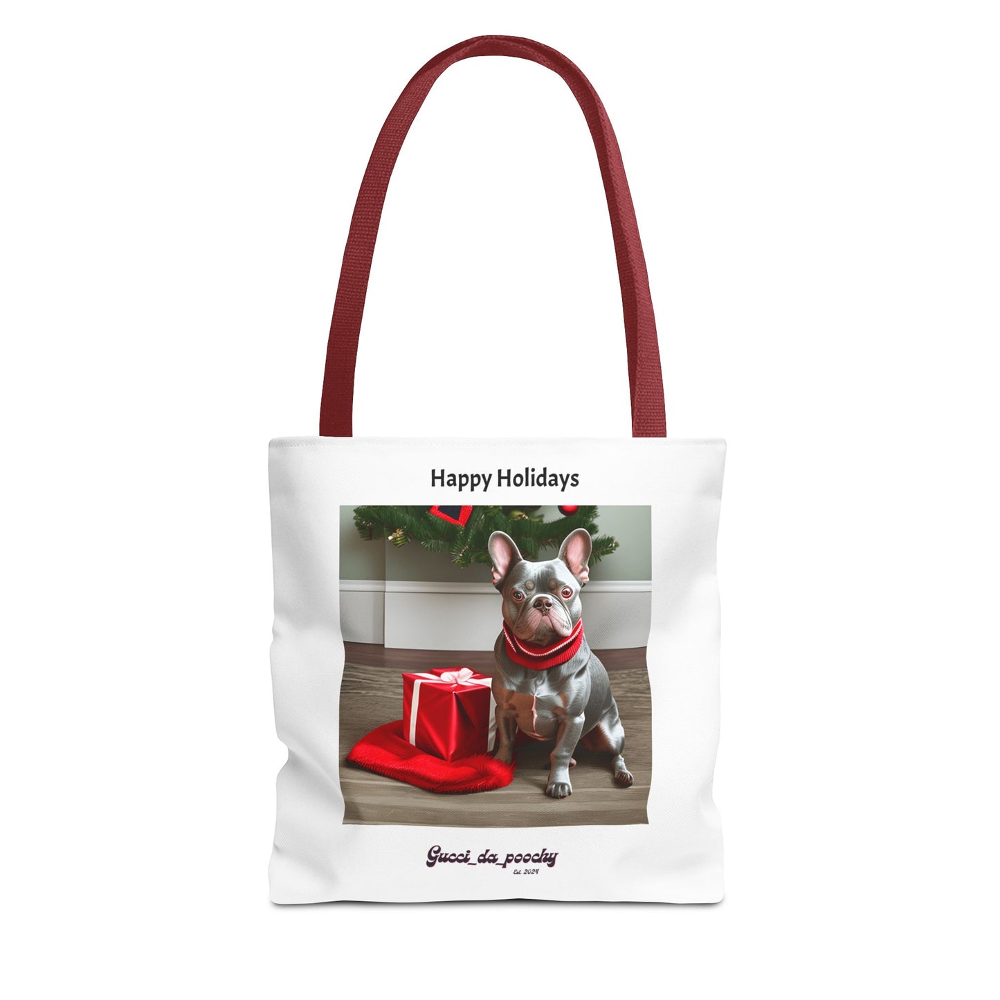 Lilac Blue Frenchie Holiday Tote Bag