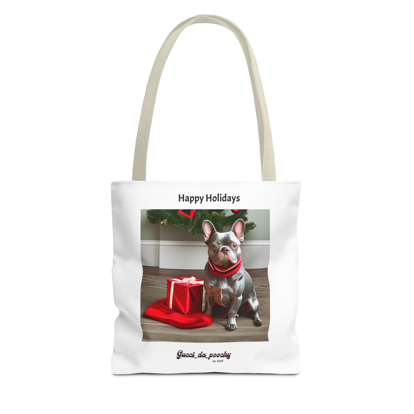 Lilac Blue Frenchie Holiday Tote Bag