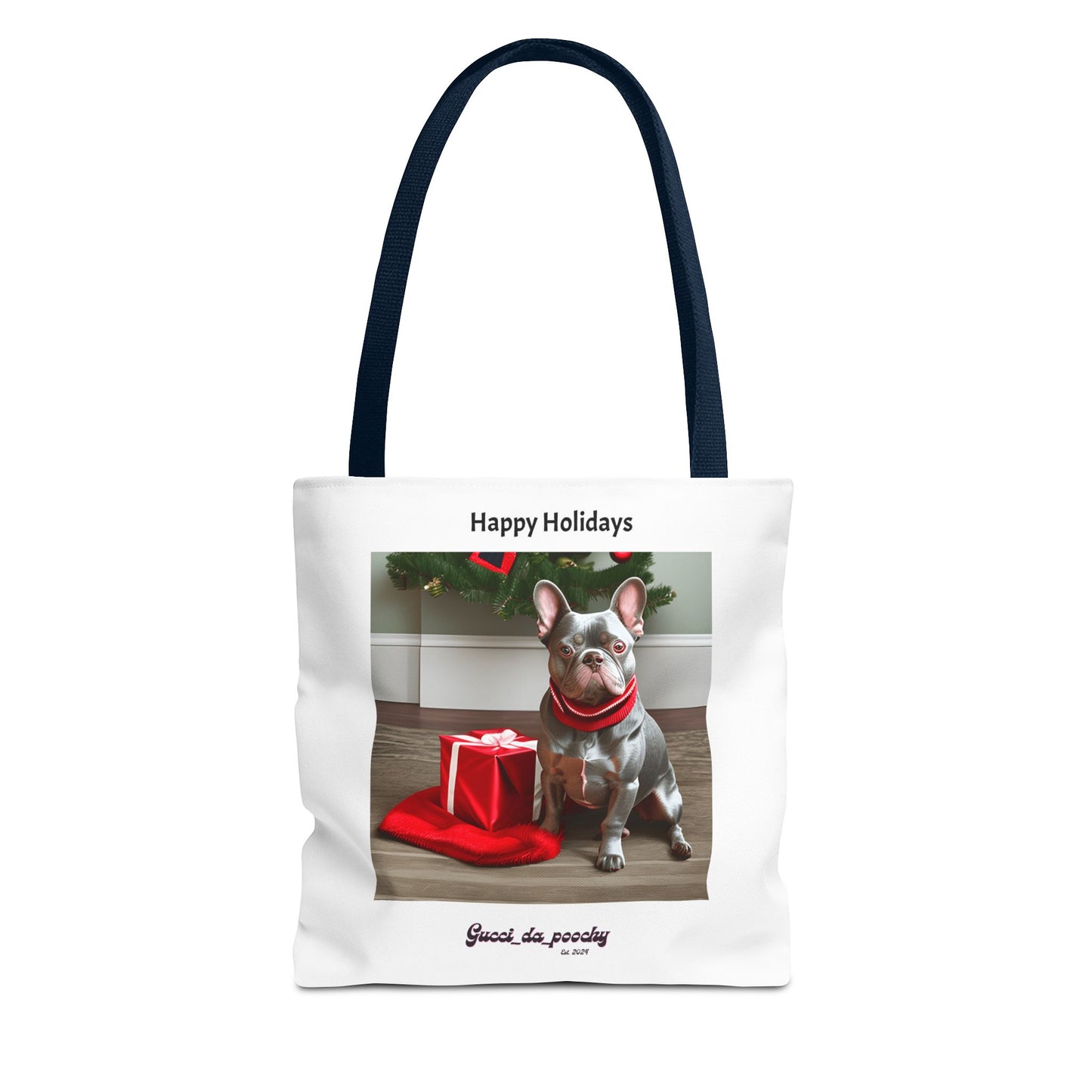 Lilac Blue Frenchie Holiday Tote Bag