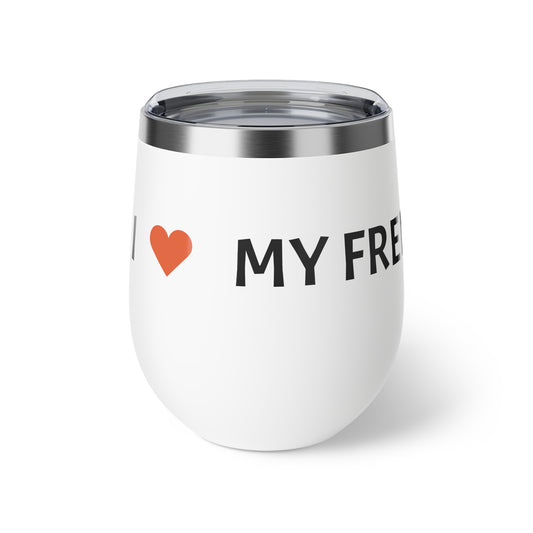 White Vacuum Insulated Cup - I LOVE MY FRENCHIE - 12oz Travel Mug