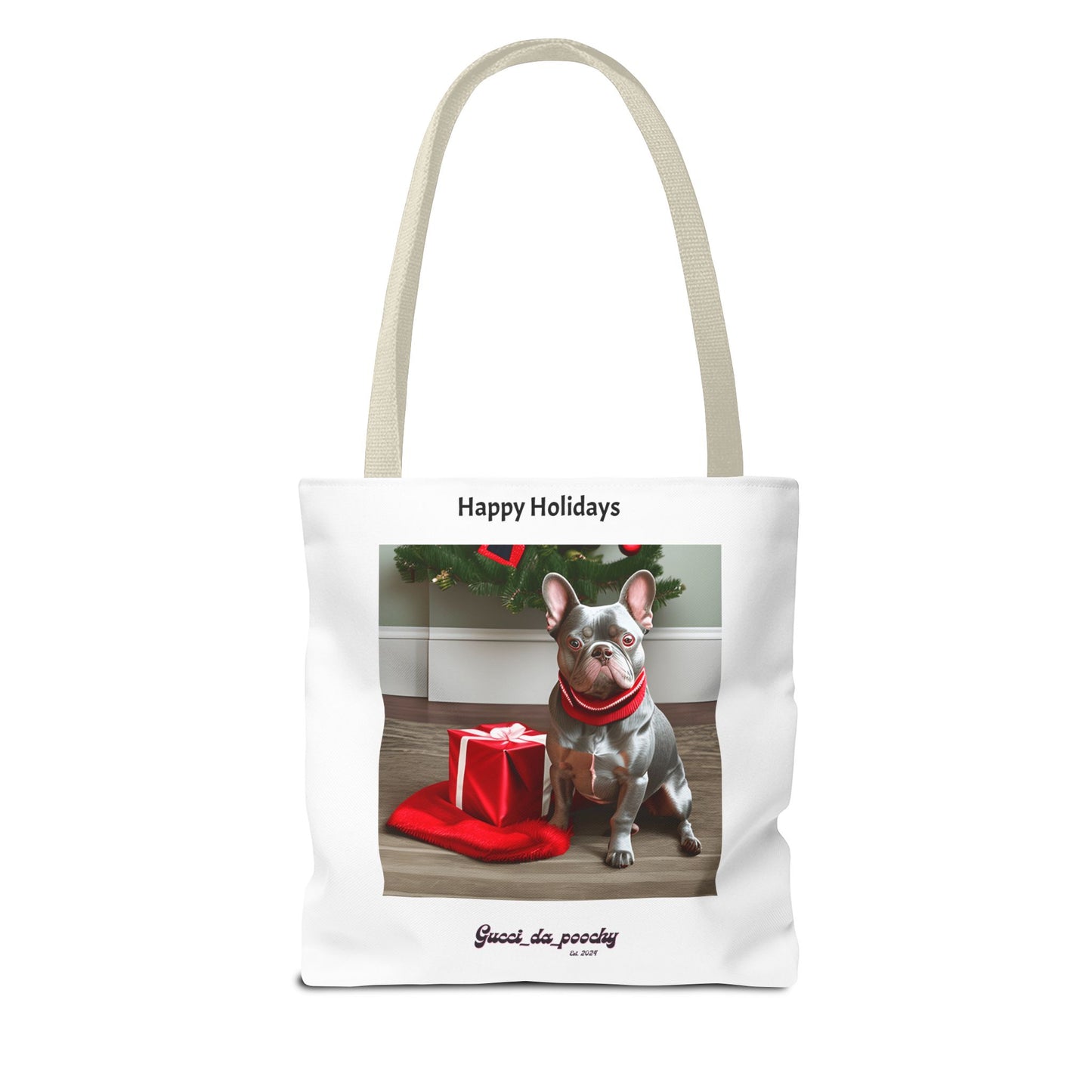 Lilac Blue Frenchie Holiday Tote Bag