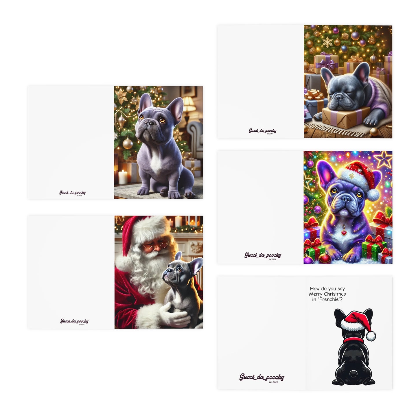 French Bulldog Christmas Greeting Cards - 5-Pack