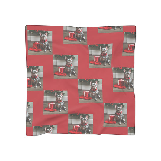 Festive French Bulldog Poly Scarf - Holiday Gift Accessory