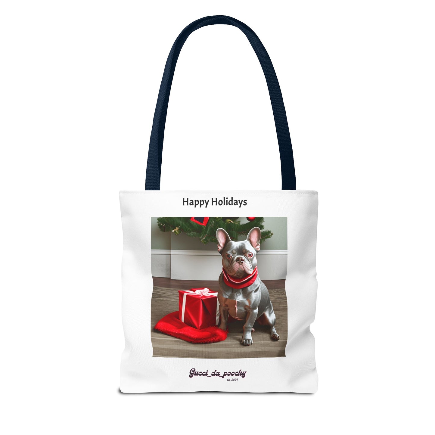 Lilac Blue Frenchie Holiday Tote Bag