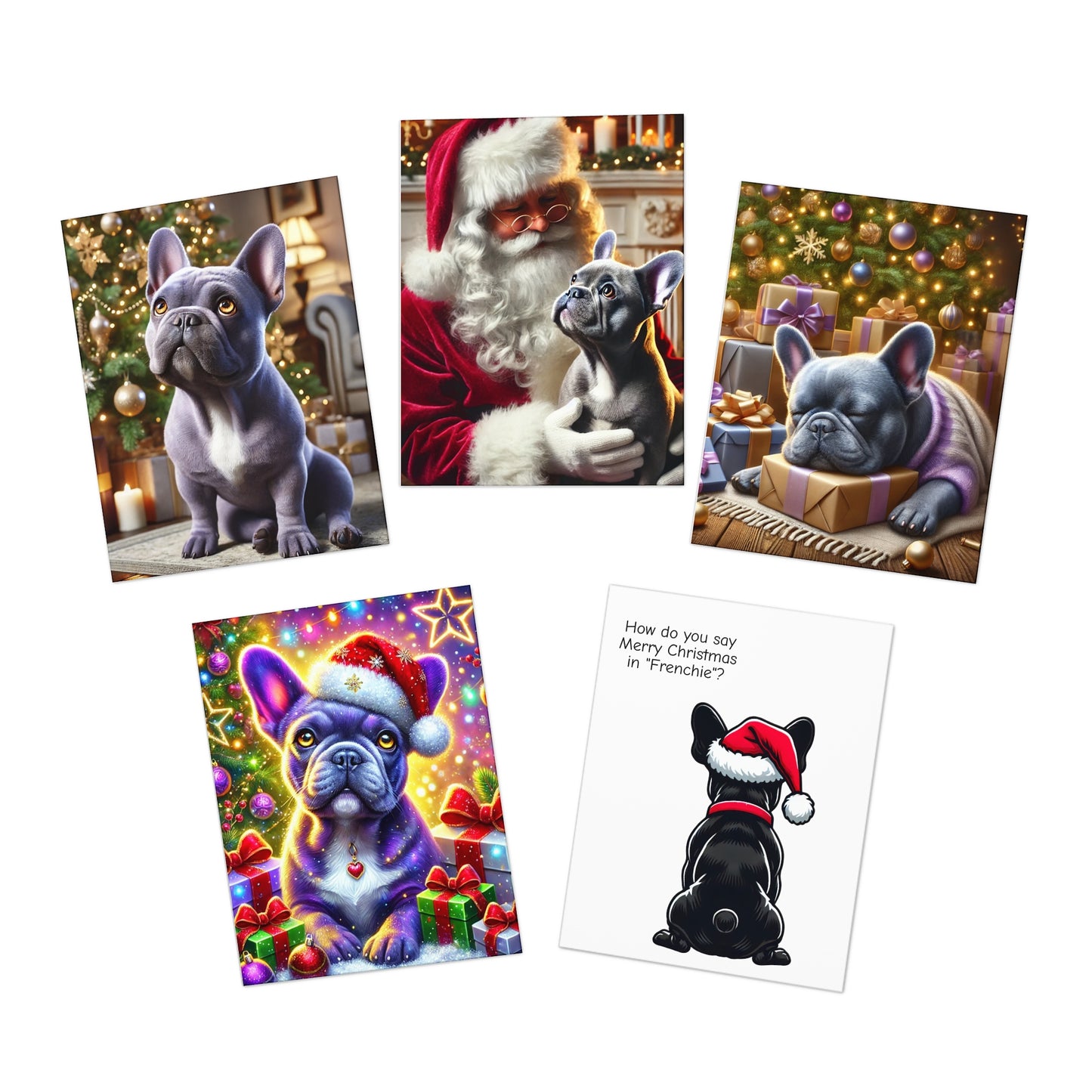 French Bulldog Christmas Greeting Cards - 5-Pack